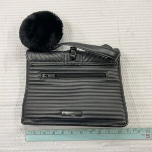 Aldo Black Textured Clutch with Pom Pom